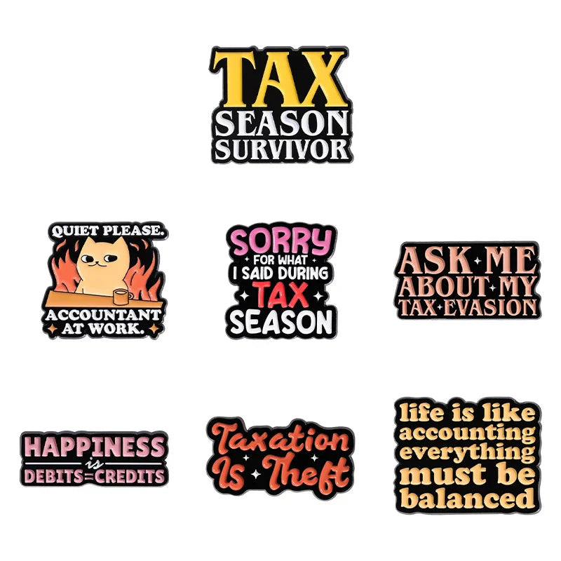 Tax Season Survivor Enamel Pin Taxation Is Theft Brooch Lapel Badge Jewelry Gift