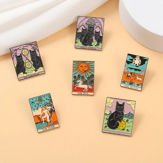 Black Cat White Horse Enamel Lapel Pins Brooches Jewelry Accessories