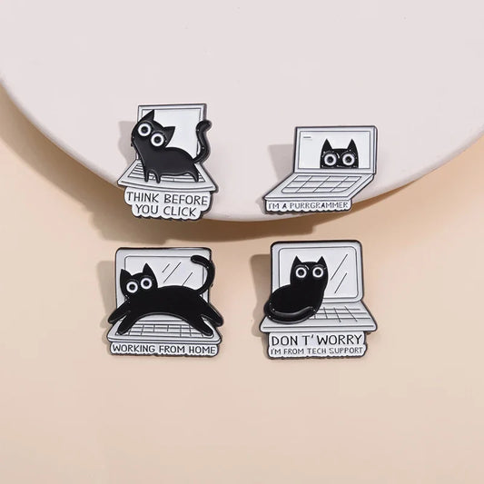 PURRGRAMMER Cat Enamel Pin Computer Brooch Lapel Badge Funny Gift