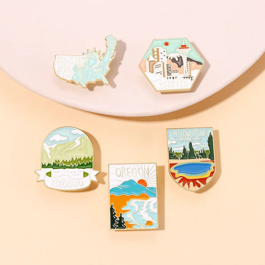 Landscape Sunset River Brooch Pin Lapel Badge Music Lovers Gift