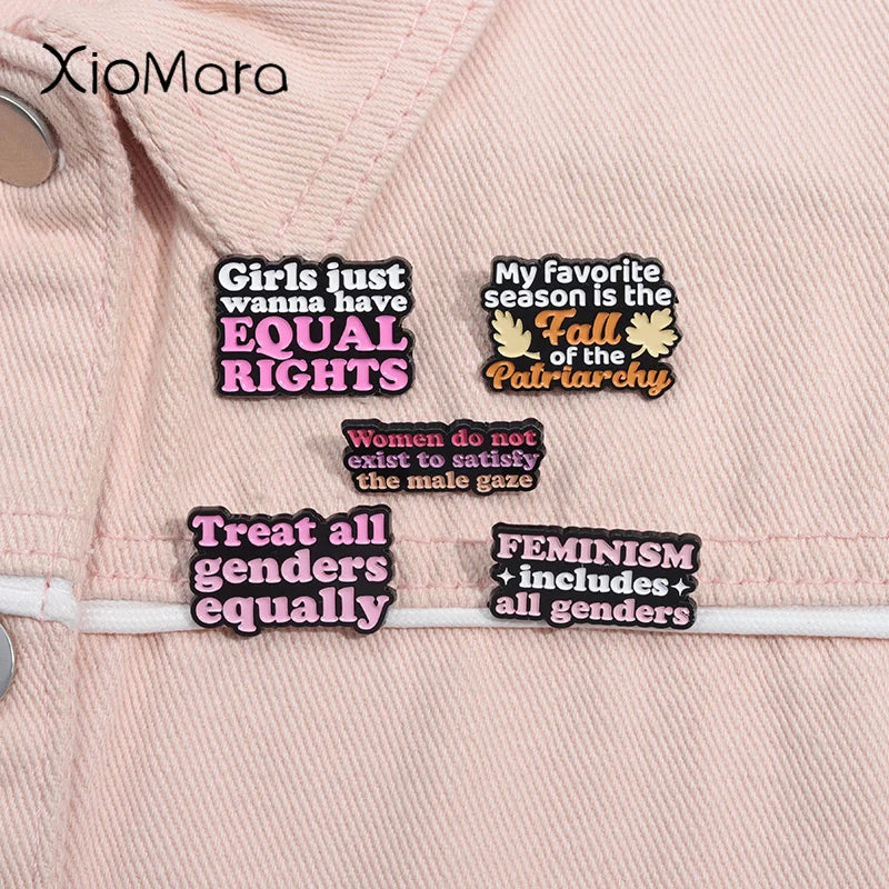 Feminism All Genders Enamel Pin Brooch Badge Jewelry Gift