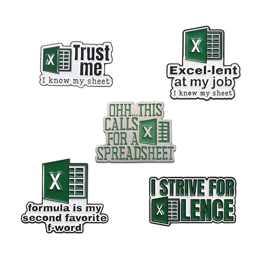 Excel Enamel Pin - Spreadsheet Brooch Badge Gift