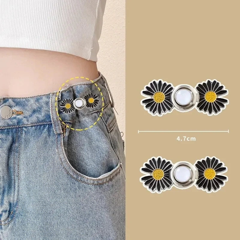 Black Dripping Flowers Adjustable Waist Jeans Dress