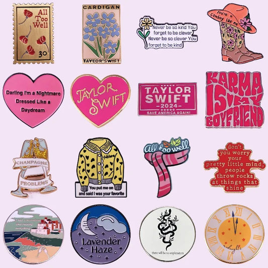 Feminist Enamel Pins Music Clock Poker Badge Backpack Decor Gifts