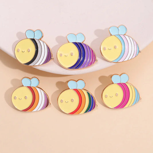Bee Enamel Pins Ice Cream Cat Coffee Planet Wizard Glasses Magic Book Brooch Badge Jewelry