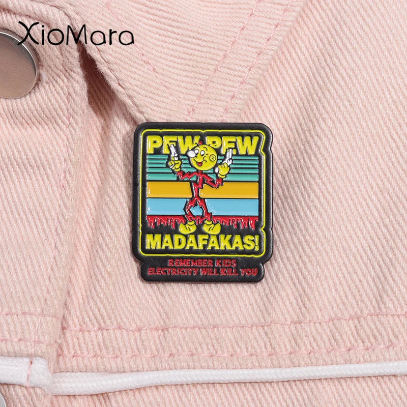 Electricity Warning Enamel Pin Brooch Badge Jewelry Gifts for Kids