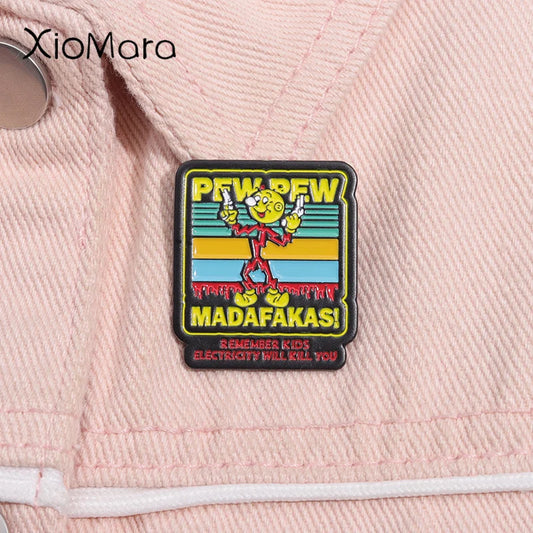 Electricity Warning Enamel Pin Brooch Badge Jewelry Gifts for Kids