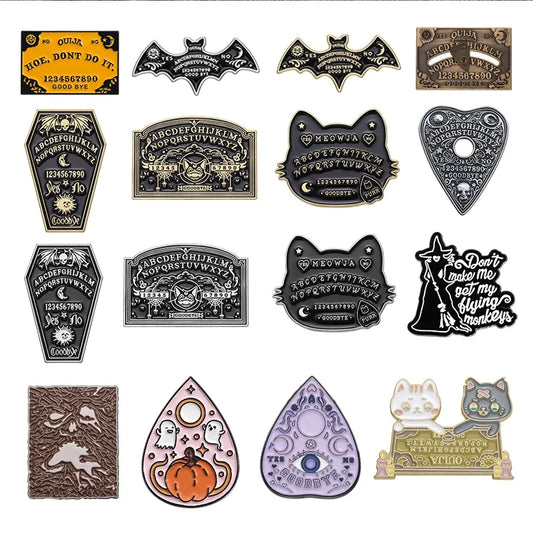 Punk Retro Ouija Board Enamel Pins Witch Divination Brooch Halloween Jewelry Gift