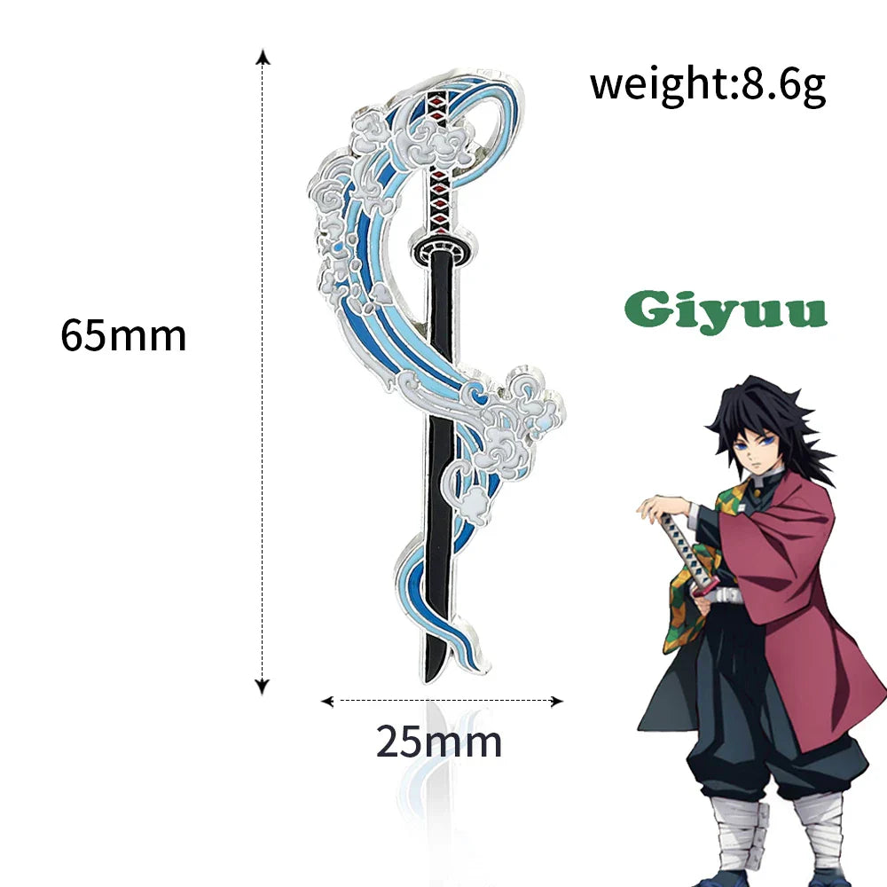 Demon Slayer Sword Brooch Pins Cosplay Jewelry