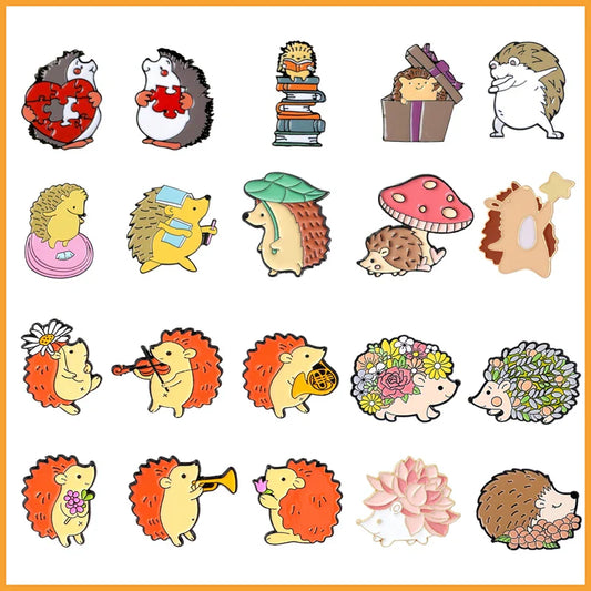 Cute Hedgehog Enamel Brooch Pin for Kids - Animal Badge Jewelry Gift