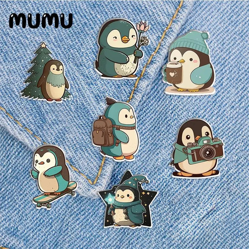 Cute Penguin Lapel Pin Acrylic Brooch Handmade Epoxy Jewelry Badge
