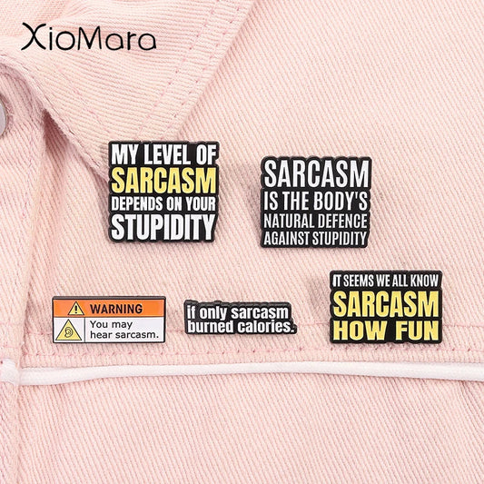 Sarcasm Enamel Pins - My Level Depends On Your Stupidity Brooch Lapel Badge Jewelry Gift