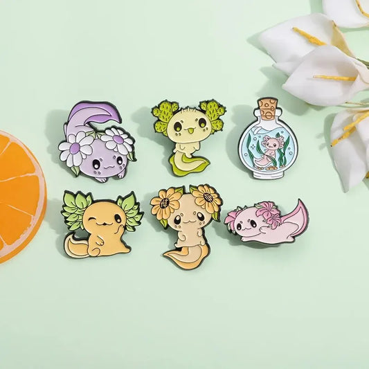 6pcs Salamander Metal Brooches, Cute Accessories for Clothes and Bags