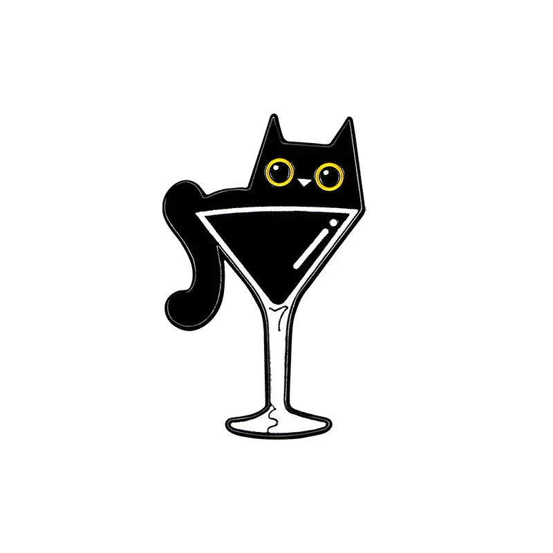 Cartoon Punk Black Cat Enamel Pin Brooch Badge Lapel Jewelry