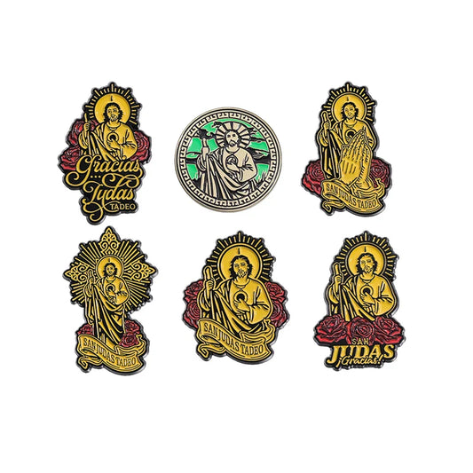 San Judas Tadeo Enamel Pins Holy Art Statues Brooches Backpack Lapel Badges Jewelry Gifts