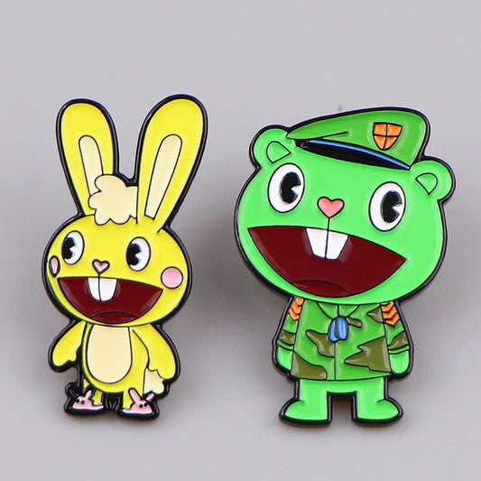 Happy Partner Bunny Enamel Pin Brooch for Backpacks and Clothes Jewelry Gifts