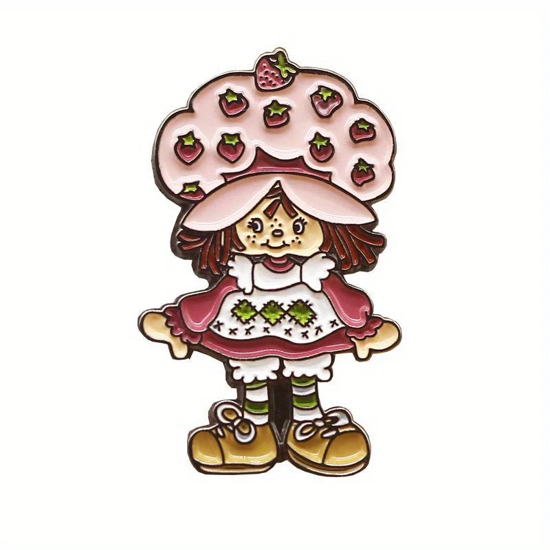Kawaii Strawberry Girl Enamel Pin Cute Anime Badge Brooch Jewelry Gift