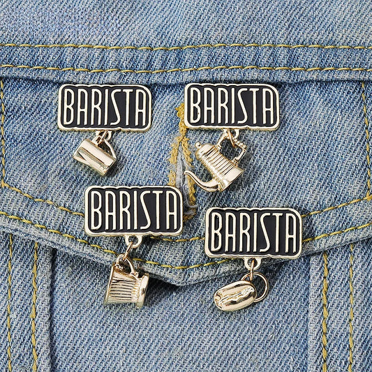Barista Coffee Enamel Pins Lapel Badges Brooches Accessories