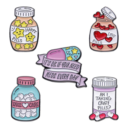Cute Medicine Bottle Brooch Doctor Nurse Jewelry Hospital Badge Metal Custom Lapel Pin