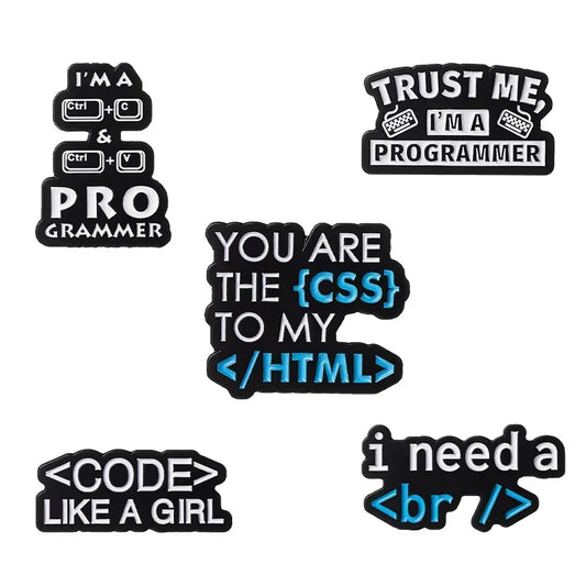 Programmer Enamel Pin Trust Me Brooch Badge CSS HTML Metal Lapel Jewelry Gifts Wholesale