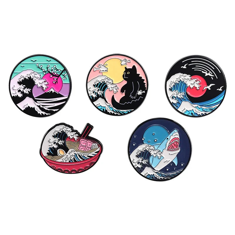 Anime Boy & Fox Enamel Pins Set - Cute Animal Brooches Lapel Badge Jewelry Gifts