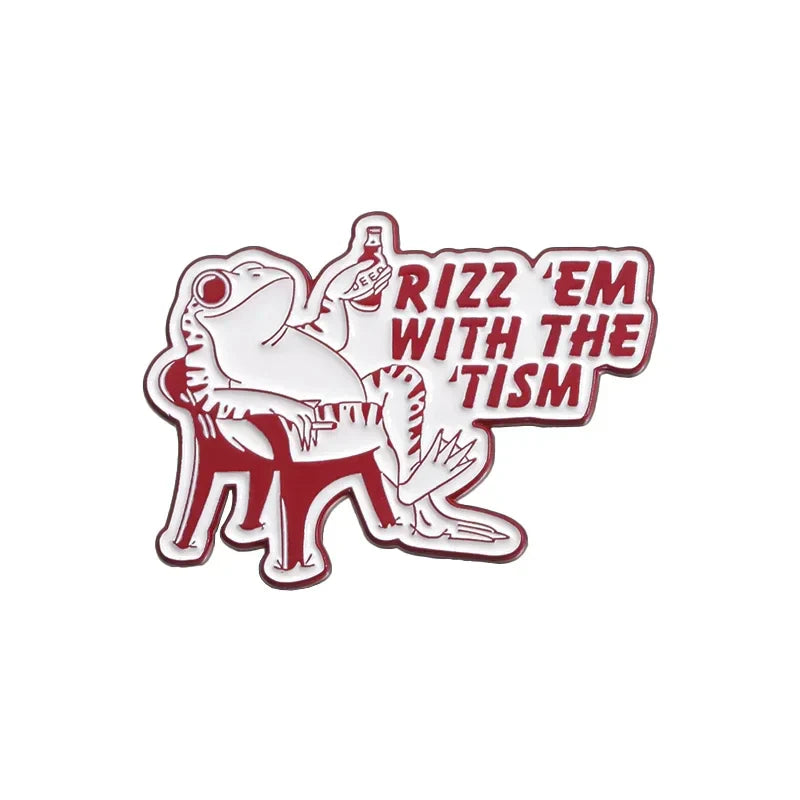 RIZZ EM Frog Enamel Pins Cute Capybara Mushroom Brooch Lapel Badge Jewelry Gifts