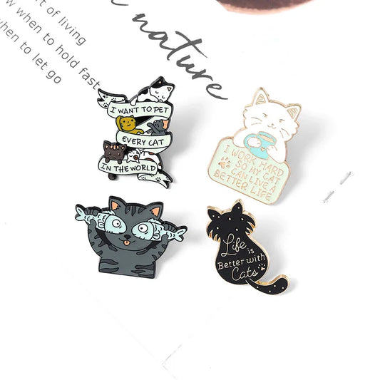 Cat Skull Enamel Pin Cosplay Badge Lapel Jewelry Gift