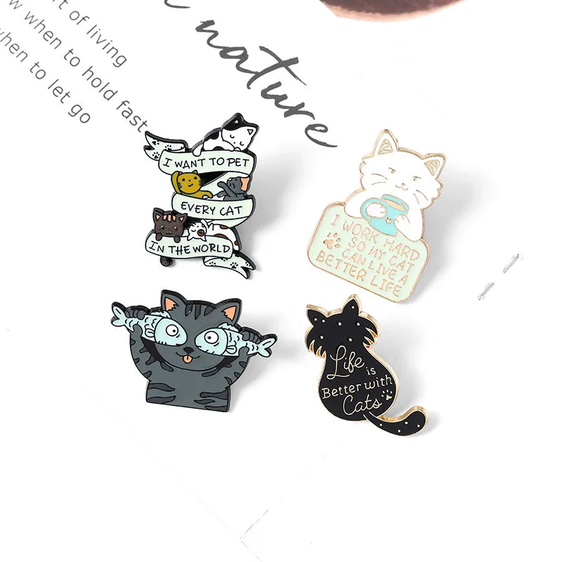 Cat Skull Enamel Pin Cosplay Badge Lapel Jewelry Gift
