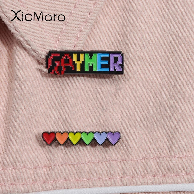 Gaymer Rainbow Cat Enamel Pin LGBTQ Brooch Badge Jewelry Gift