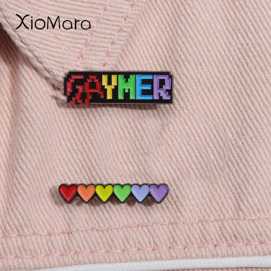 Gaymer Rainbow Cat Enamel Pin LGBTQ Brooch Badge Jewelry Gift