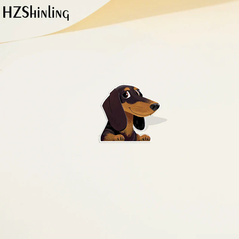 Dachshund Cartoon Dog Acrylic Lapel Pin Resin Epoxy Jewelry Accessories