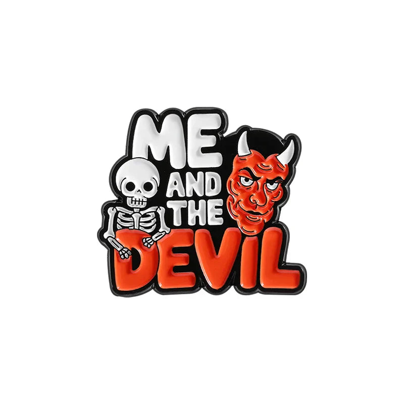 Devil Skeleton Enamel Pin Gothic Brooch Halloween Jewelry Gift