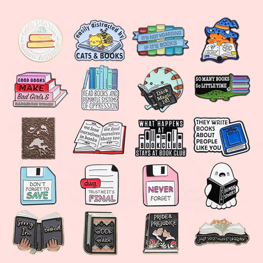 Custom Bookworm Enamel Pins Reading Brooch Lapel Badges Backpack Jewelry Gift Wholesale