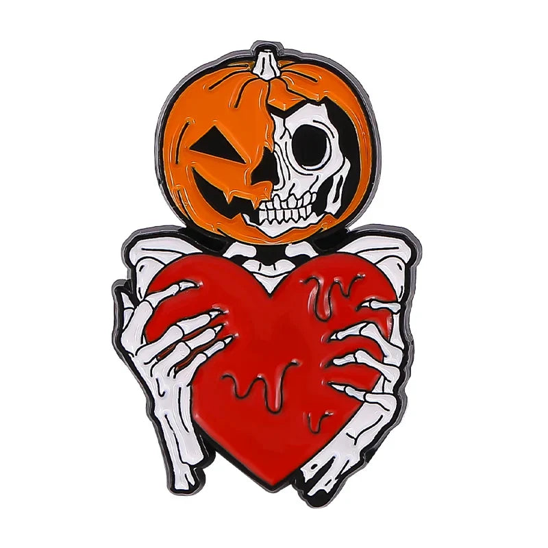 Halloween Enamel Pin Set: Skull, Ghost, Devil, Pumpkin Badges for Clothes & Bags