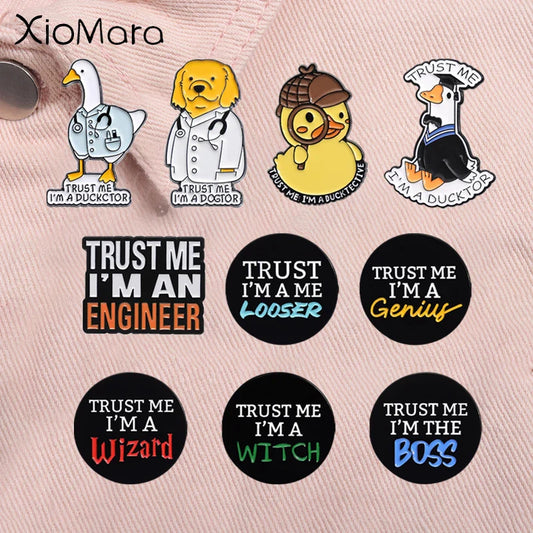 Ducks Cartoon Enamel Pins Funny Quotes Dogtor Brooch Lapel Badge Jewelry Gifts