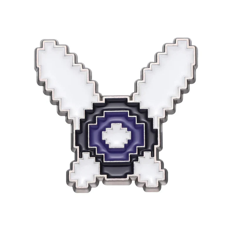 Action Adventure Game Enamel Pin Witch Shield Sword Mask Brooch Lapel Badge Jewelry Gift