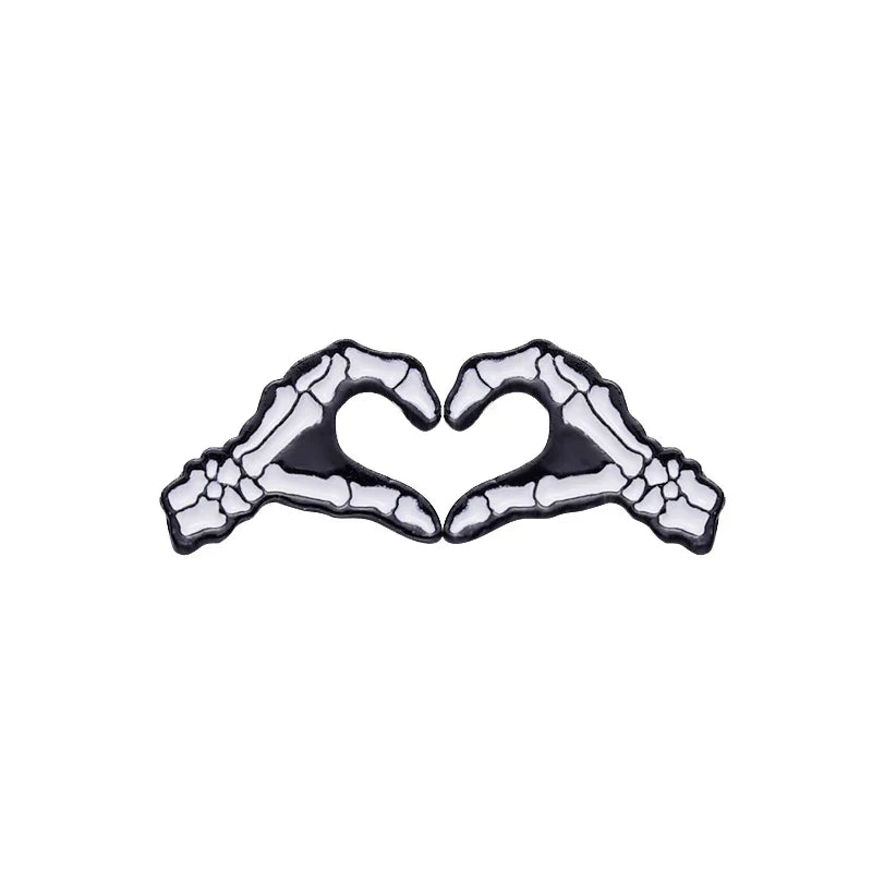 Punk Skeleton Heart Skull Enamel Pin Lapel Badge Halloween Jewelry
