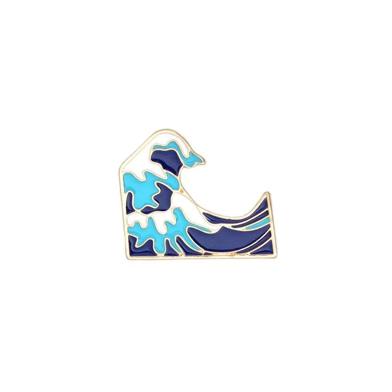 Blue Waves Enamel Brooch Pins Cartoon Badge Jewelry Gift