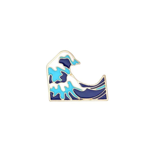 Blue Waves Enamel Brooch Pins Cartoon Badge Jewelry Gift