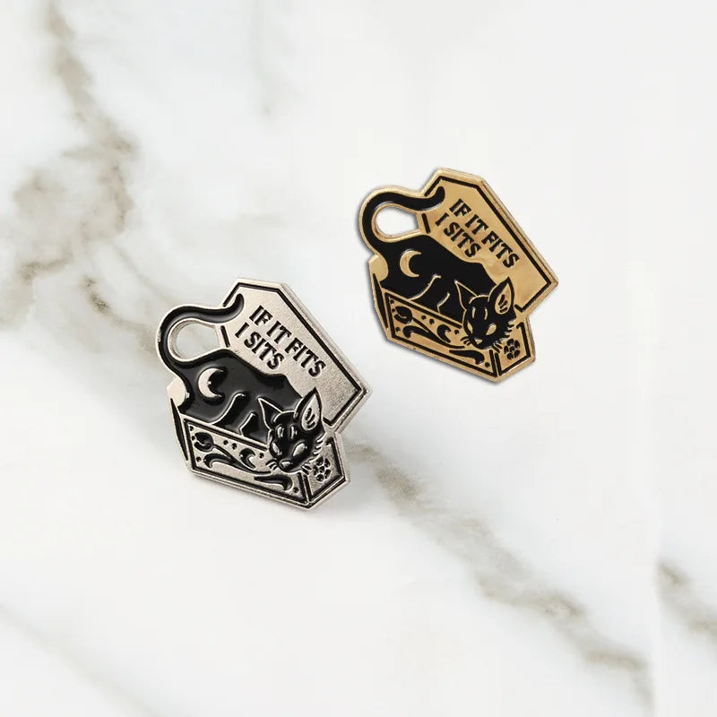 Punk Cat Moon Enamel Brooch Cute Animal Pin Badge Jewelry Gift