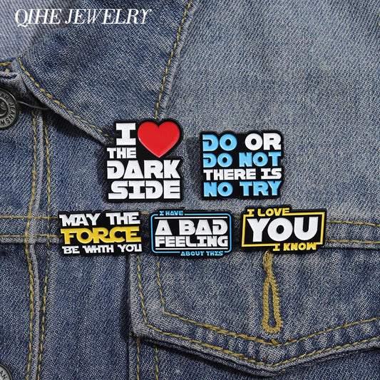 Sci-fi Enamel Pins May The Force Be With You Brooch Lapel Badge Jewelry Gift for Fans