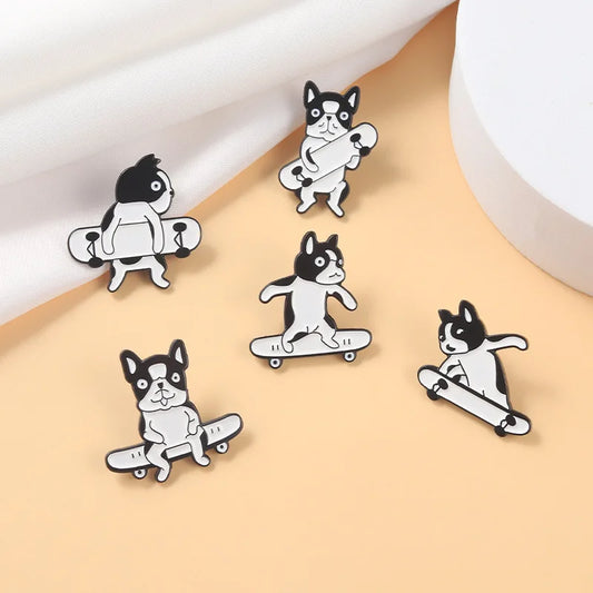 Shar Pei Dog Skiing Enamel Pin Brooch Badge Jewelry Gift