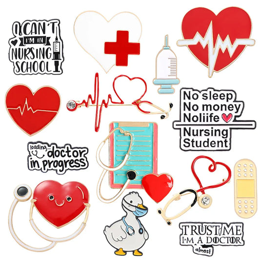 Stethoscope Enamel Pins Doctor Nurse Brooch Medical Badges Graduation Gift