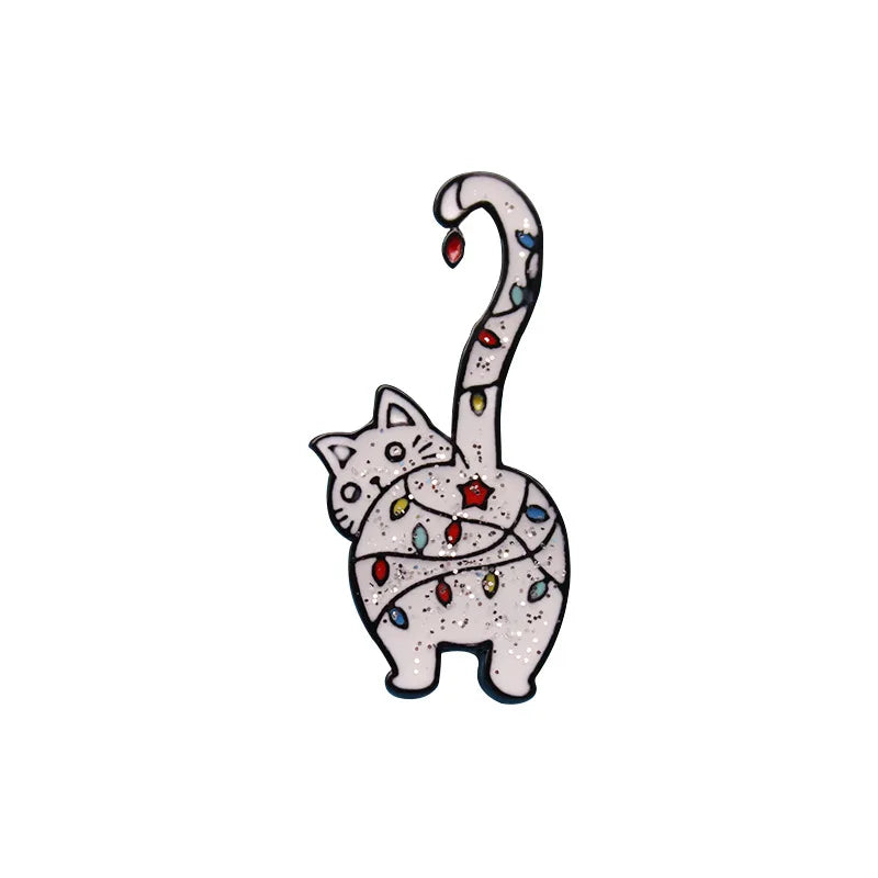 Cat Panda Brooch Enamel Pin - Cute Rose Daisy Badge Jewelry Gift