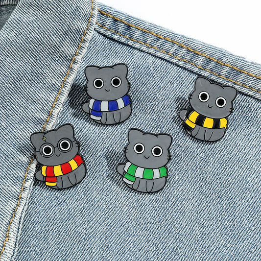 4 Pcs Cute Cat Enamel Pin Brooch Set for Clothing & Accessories