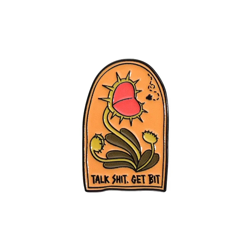 Cannibal Flower Enamel Pin Funny Plant Brooch Jewelry Gift Wholesale