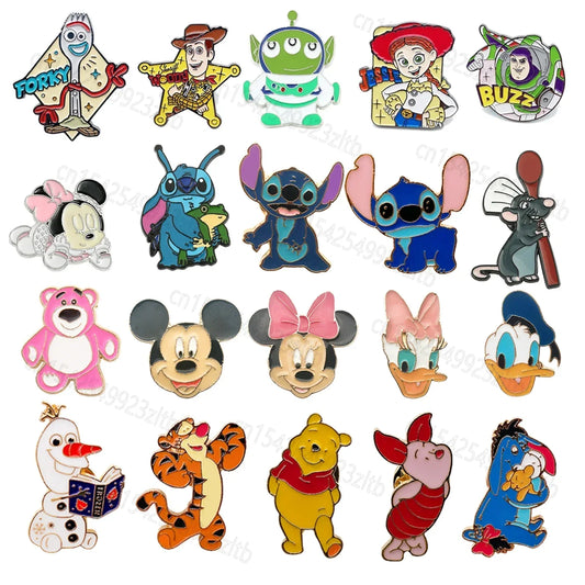 Disney Cartoon Enamel Pin: Mickey, Pooh, Chip, Stitch Brooch for Backpack Decoration