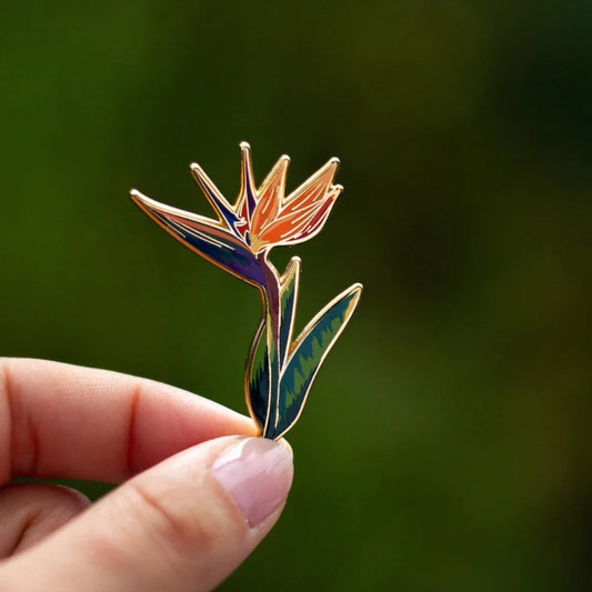 Bird of Paradise Enamel Pin Tropical Jewelry Botanical Brooch Gift for Gardeners
