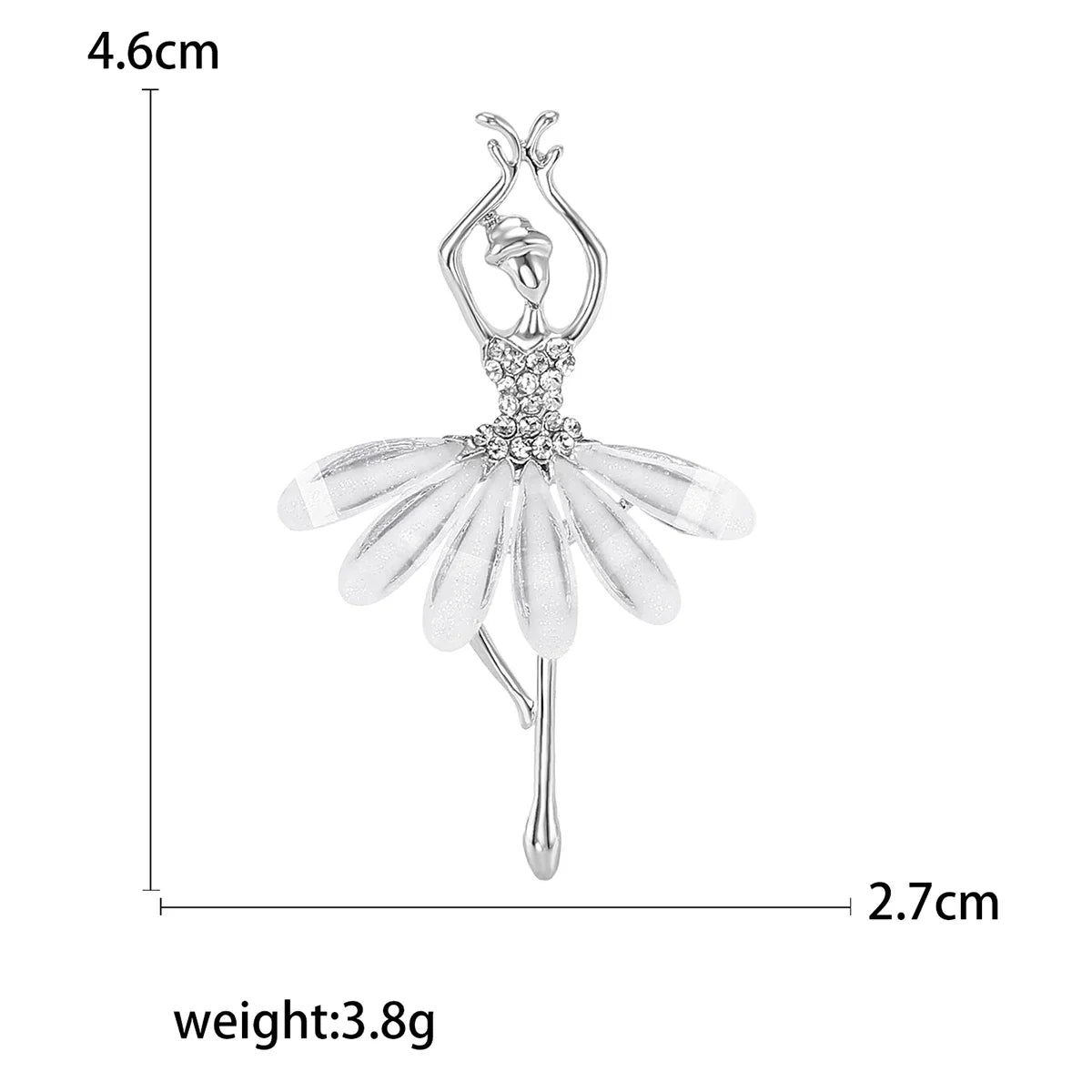 Enamel Ballerina Brooch Pearl Elf Pin Rhinestone Jewelry Gift