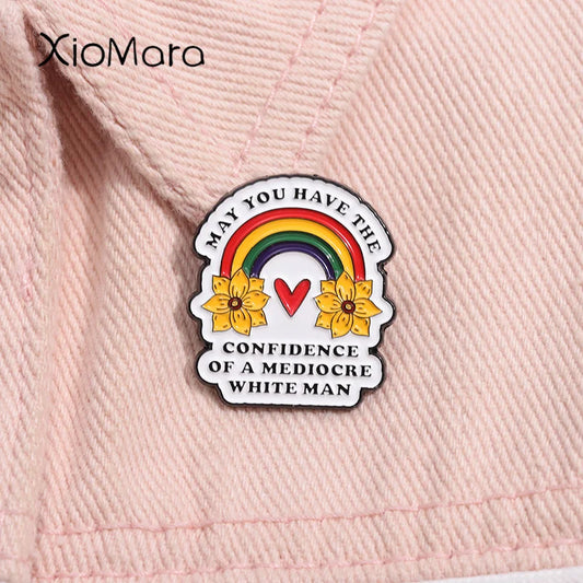 Mediocre White Man Confidence Enamel Pin Sarcasm Brooch Lapel Badge